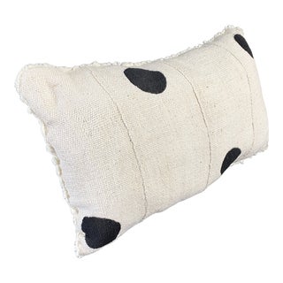 Mud Cloth Bogolan White W/Black Dots Pillow African Mali 20" W For Sale