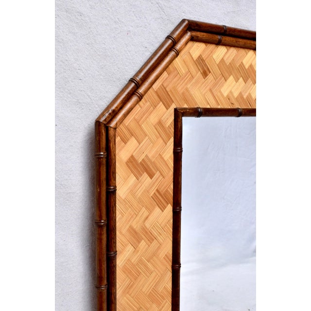 Boho Chic Vintage Basket-Weave Octagonal Mirror For Sale - Image 3 of 5