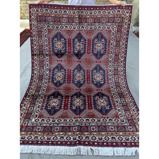 Fine Hand-Knotted Afghan Caucasian Shirvan Design Rug - 6'6" X 4'9" For Sale - Image 11 of 12