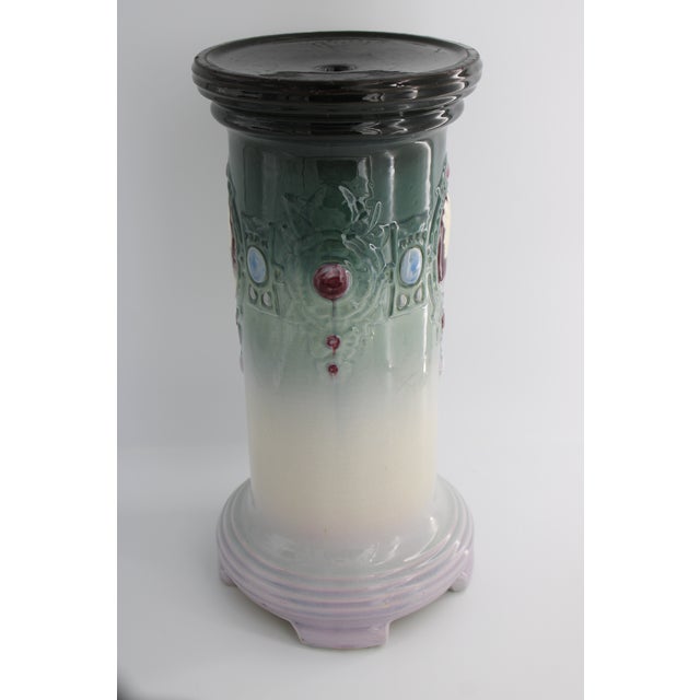 Victorian Stunning Vintage Weller Pottery Jardiniere Pedestal, 22" Tall For Sale - Image 3 of 6