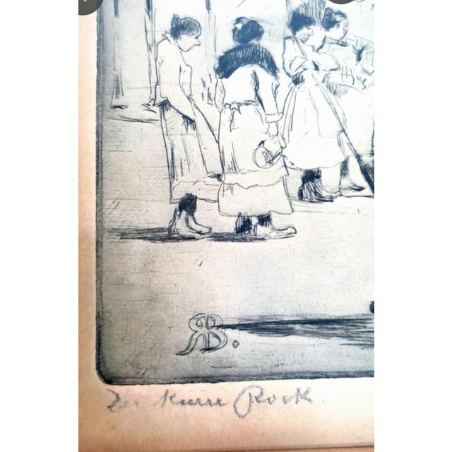1930 Signed Richard Bloos “Altmarkt” German Market Scene Etching, Framed For Sale In West Palm - Image 6 of 10