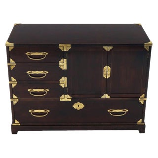 Campaign Brass Hardware Bachelor Chest Dresser With Two Doors Compartment For Sale