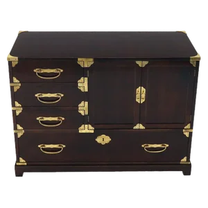 Campaign Brass Hardware Bachelor Chest Dresser With Two Doors Compartment