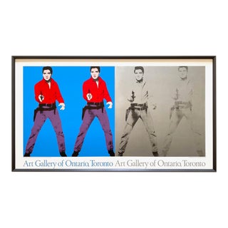 Andy Warhol Vintage 1988 Lithograph Print Framed Large Pop Art Museum Poster " Elvis I and II " 1964 For Sale