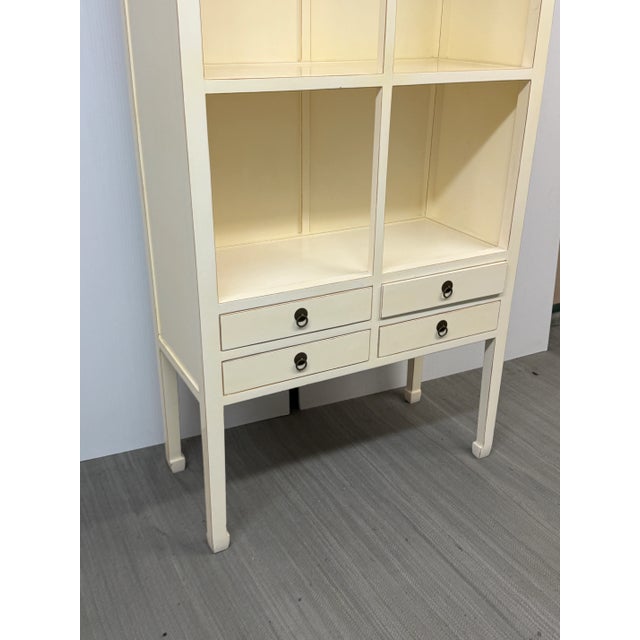 Chinoiserie Zen Ivory Finish Bookcase For Sale - Image 4 of 12