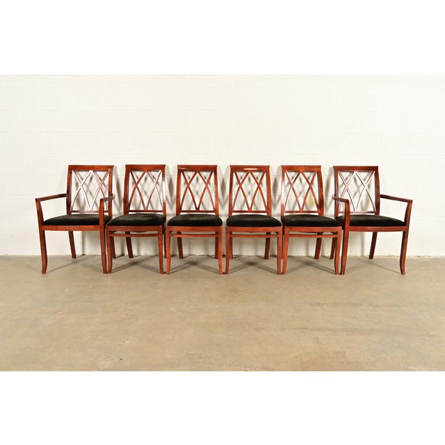 English Bernhardt Regency Carved Mahogany Dining Chairs | Set of Six For Sale - Image 3 of 15