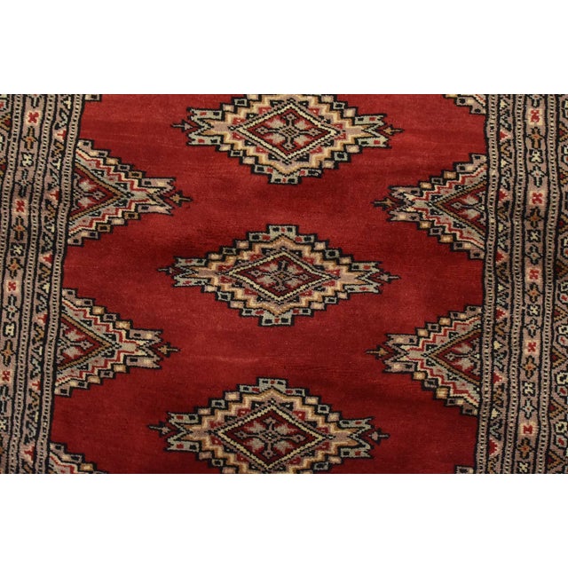 Textile Bokhara Jaldar Rug 3’1” X 4’8” Red Wool Tribal Hand-Knotted Oriental Carpet For Sale - Image 7 of 11