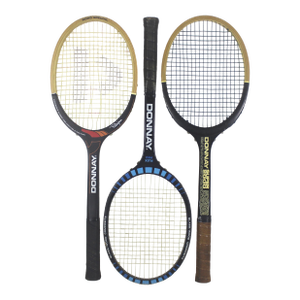 Curated Set of Black Vintage Tennis Rackets for Designer Decorating Wood Racquet Set of Three Bjorn Borg