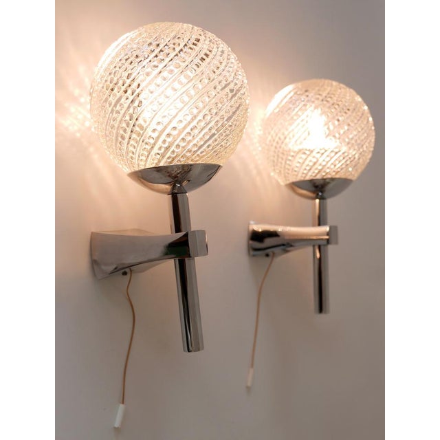 Mid-Century Modern Textured Glass Wall Lamps, 1970s, Set of 2 For Sale - Image 10 of 17