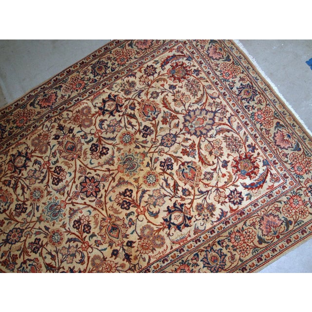 Textile Early 20th Century Handmade Antique Persian Kashan Rug For Sale - Image 7 of 8