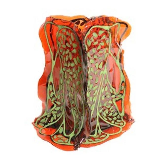 Olodum Vase in Clear Dark Ruby and Light Green Leather by Fernando & Humberto Campana for Corsi Design Factory For Sale - Image 6 of 6