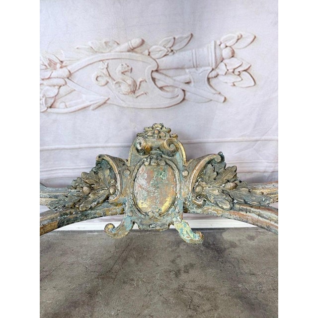 French Louis XVI Painted Gesso & Giltwood Console Table With Shaped Marble Top For Sale - Image 10 of 16