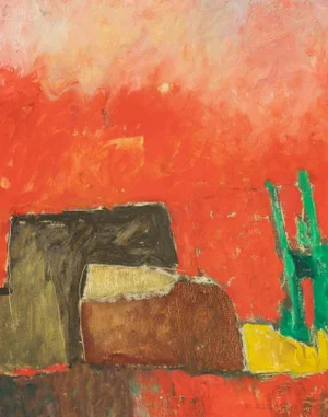Mario Asnago, Abstract Landscape, Original Oil Painting, 1950s