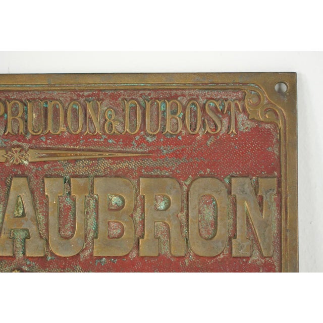 Mid 20th Century Vintage European French Brass Construction Advertisement Plaque For Sale - Image 5 of 9