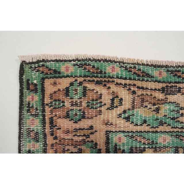 Pink 1970s Vintage Turkish Handmade Wool Cotton Pink Area Rug For Sale - Image 8 of 12