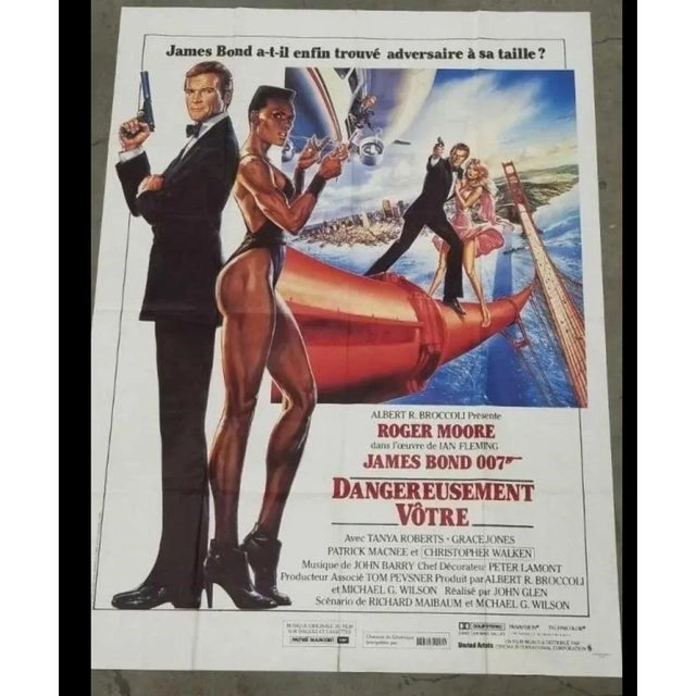 French large scale one sheet movie poster for A View to a Kill, starring Roger Moore as James Bond. Unframed/very good...