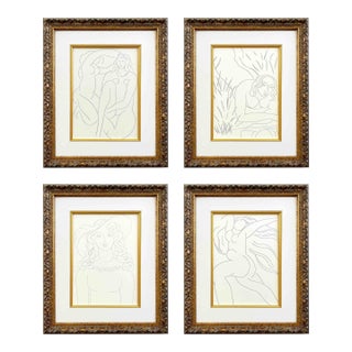 1970s Matisse Set of Four Drawings 8-15-54-63 Framed - Set of 4 For Sale