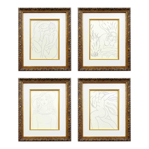 1970s Matisse Set of Four Drawings 8-15-54-63 Framed - Set of 4