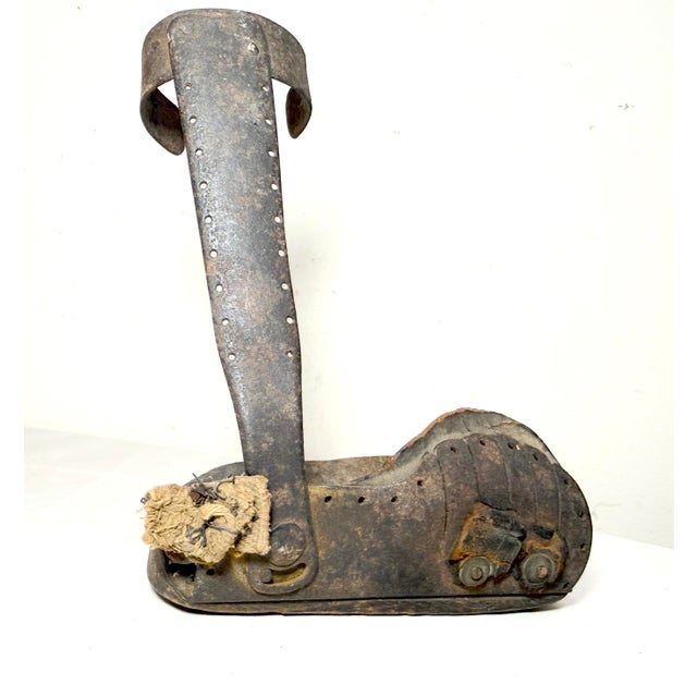 Up for sale is a rare antique handmade wrought iron and wooden child's leg brace from the first quarter of the 19th...