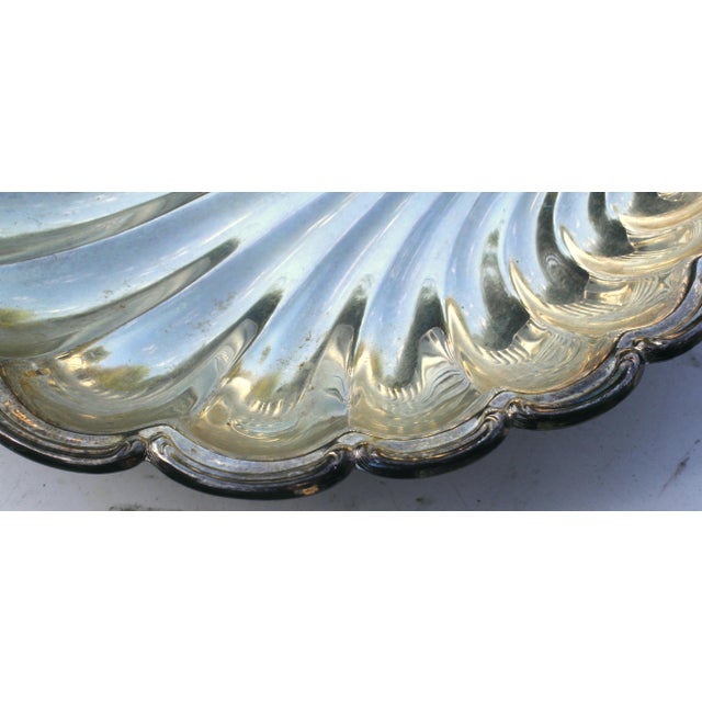 1970s 14" Majestic Silverplate Scallop Shell Tray - Ornate Floral Handle For Sale - Image 17 of 17