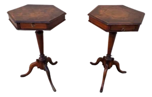18th Century Burled Walnut Candle Tables - A Pair