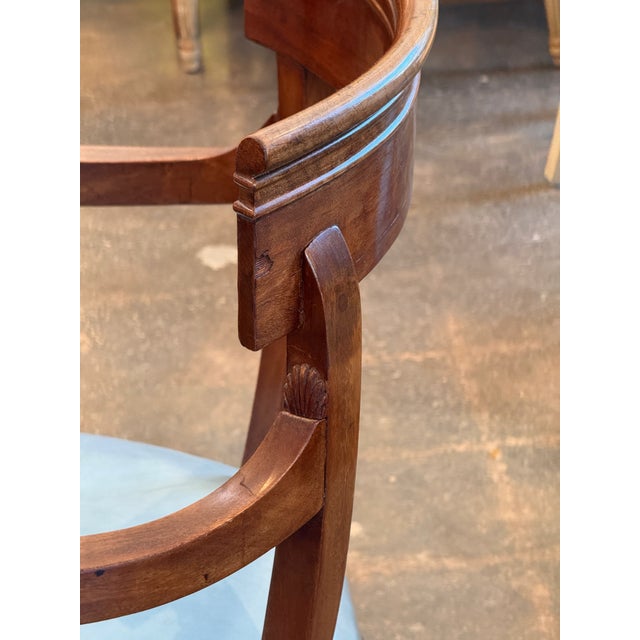 Brown 19th Century Set of Seven Klismos Chairs With Blue Leather Seats For Sale - Image 8 of 12