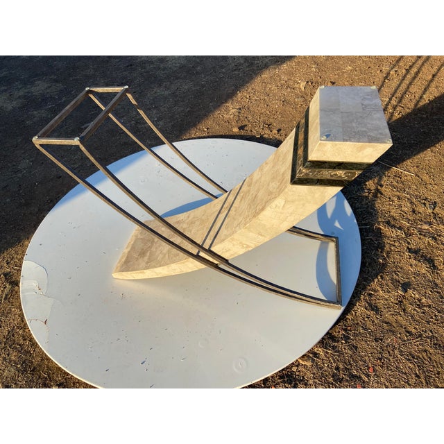 Vintage Postmodern Tessellated Stone & Glass Sculptural Console Entry Table For Sale - Image 13 of 18