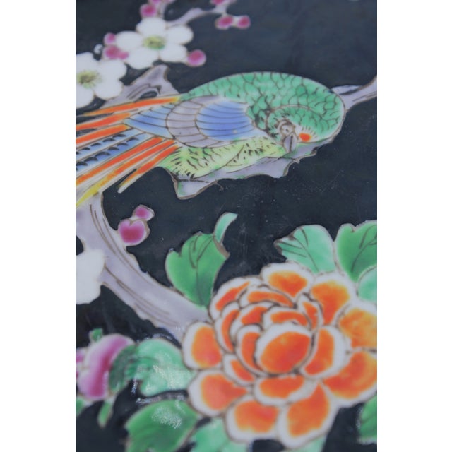 Vintage Japanese Famille Noire Porcelain Decorative Plate For Sale - Image 10 of 11