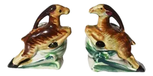 Mid-Century Modern Ceramic Gazelle Salt and Pepper Shakers - a Pair