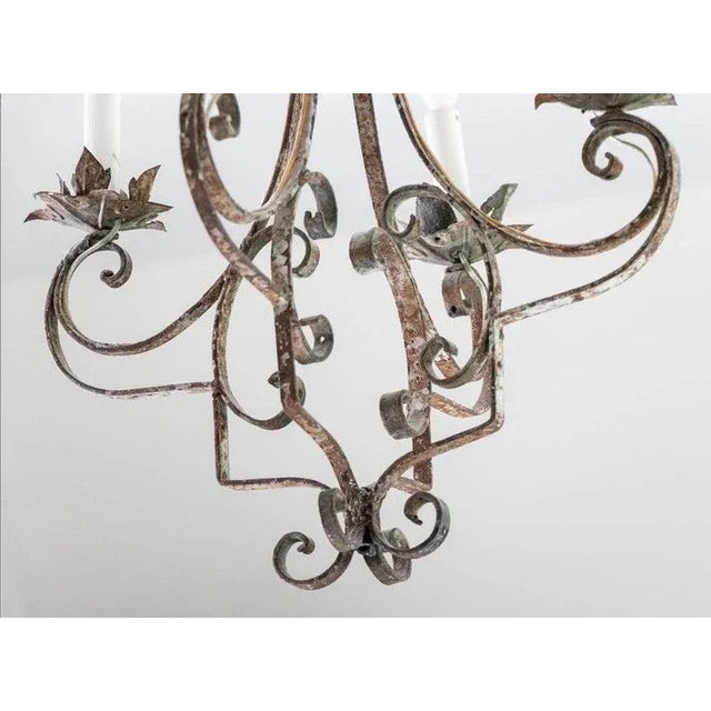 Rustic Antique Egyptian Wrought Iron Electrified Chandelier For Sale - Image 3 of 11