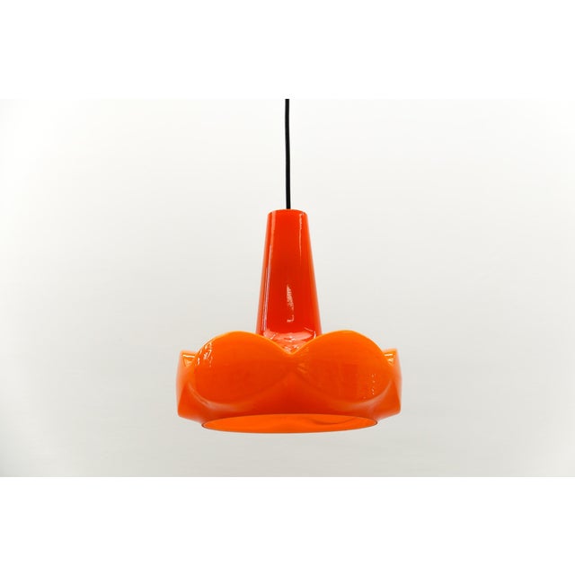 Mid-Century Modern Vintage Orange Glass Hanging Lamp from Peill & Putzler, 1960s For Sale - Image 3 of 10