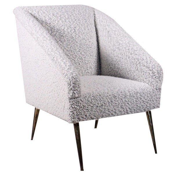 Italian Armchair in Boucle For Sale