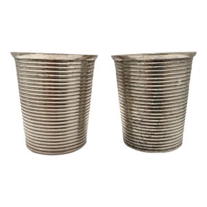 Contemporary Silver-Tone Metal Tumblers- Set of 2