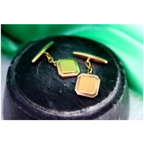 Gold Cufflinks in Square Shape, Set of 2 For Sale - Image 3 of 8