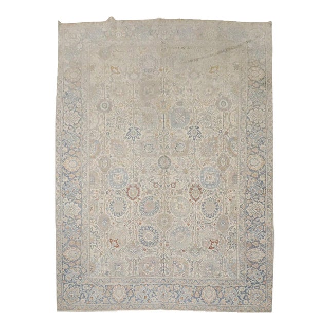 Ivory Antique Persian Tabriz Rug no. j4805 For Sale