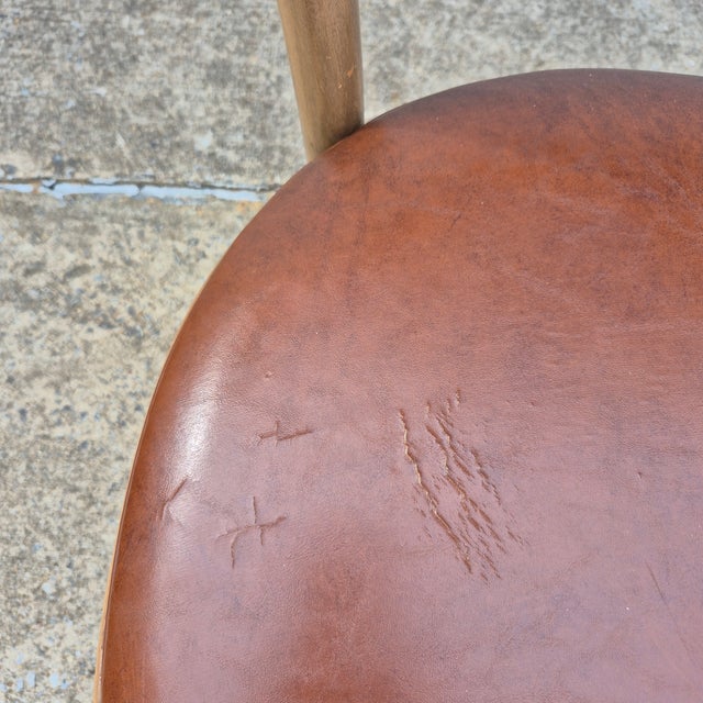 MCM Chairmasters Atomic Style Walnut & Cognac Naughahyde Side Desk Accent Chair For Sale - Image 9 of 14