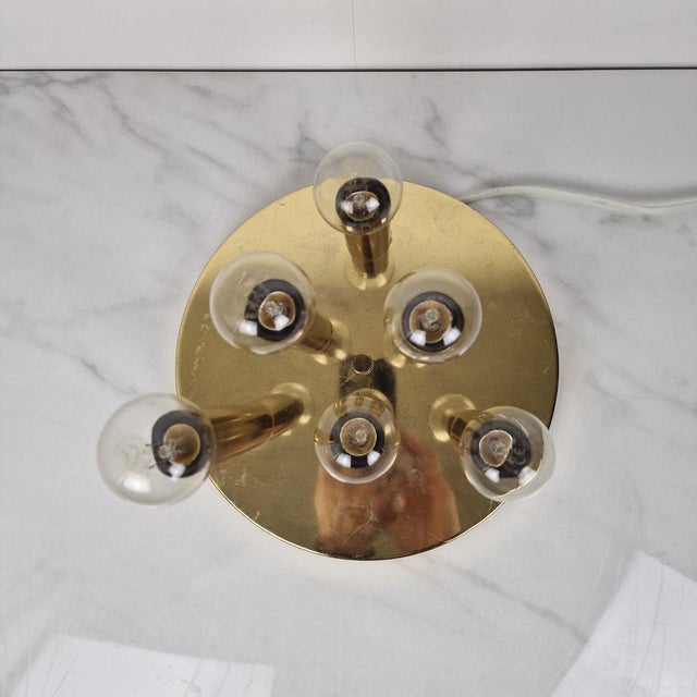 Mid-Century Modern 6-Light Flush-Mount attributed to Gaetano Scioliari for Boulanger, Italy, 1970s For Sale - Image 3 of 13