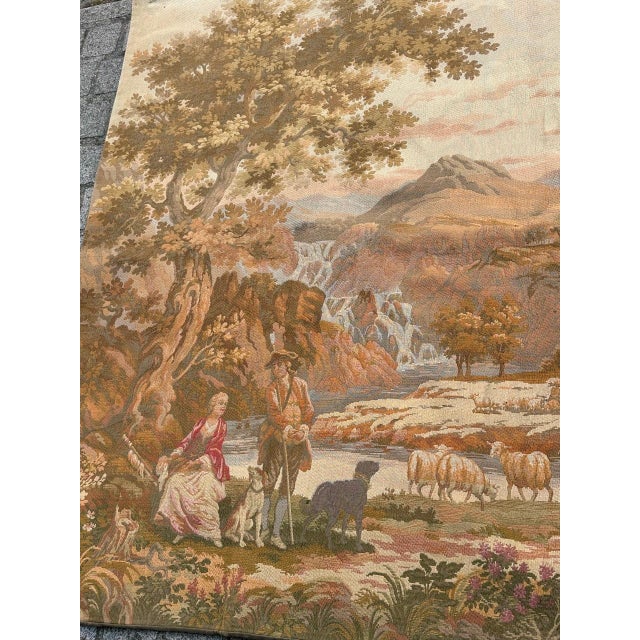 Vintage French Aubusson Style Jacquard Shepherds Tapestry, 1960s For Sale - Image 4 of 18