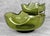 Mid 20th Century Mid-Century Avocado Green Pinched Glass Chip & Dip Serving Bowls For Sale - Image 6 of 10