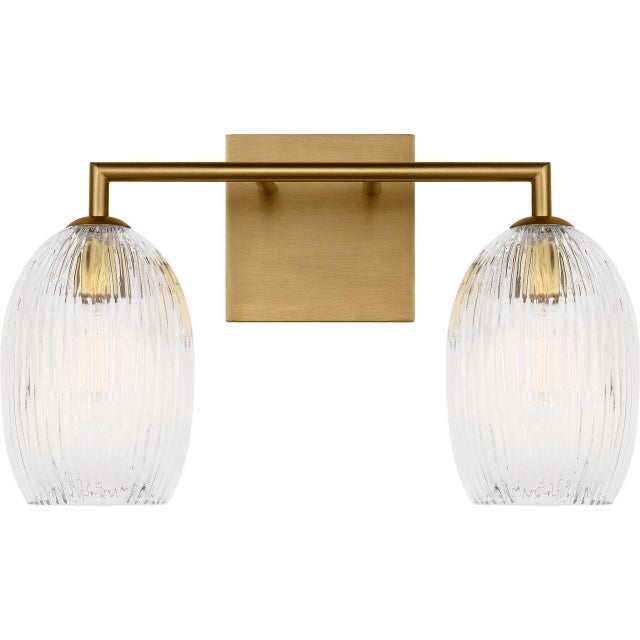 Visual Comfort Hable by Visual Comfort Studio Serafina 2-Light Vanity Sconce in Satin Brass Gold Finish For Sale - Image 4 of 5
