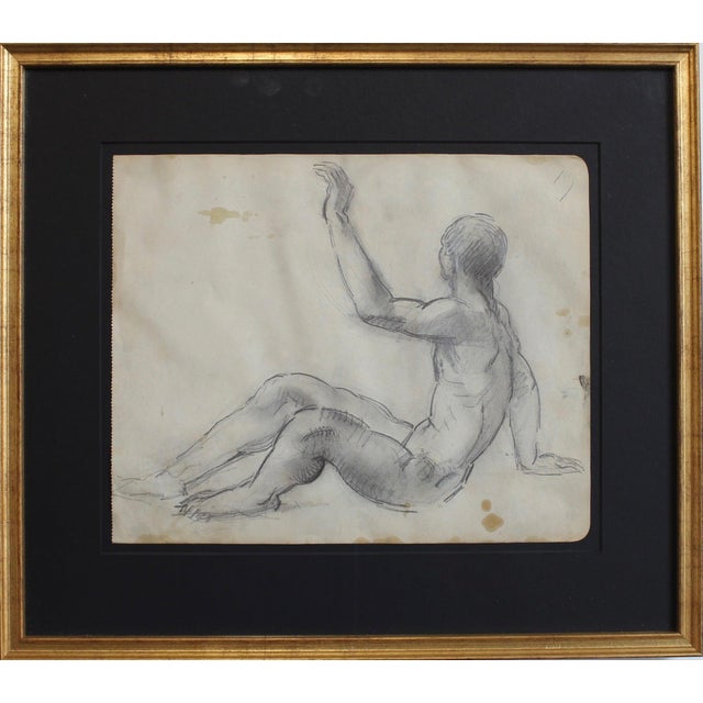 Guillaume Dulac, Study of Male Nude, 1920s, Mixed Media on Paper For Sale - Image 15 of 15
