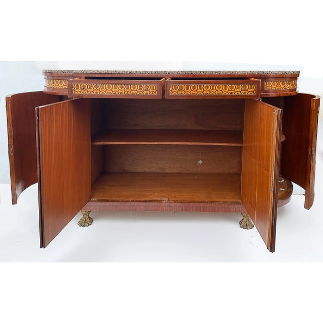 Late 20th Century Late 20th Century Marquetry Sideboard French, Granite, Inlay, Bronze Mounts and Feet For Sale - Image 5 of 12