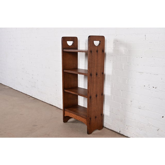 Stickley Brothers Style Antique Mission Oak Arts & Crafts Bookcase or Magazine Rack, Circa 1910 For Sale - Image 11 of 11