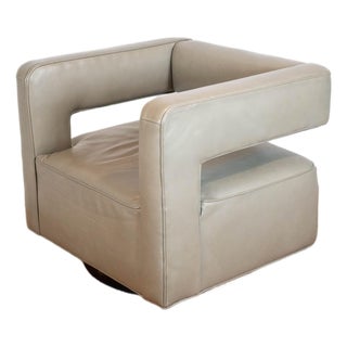 Restoration Hardware Drew Leather Swivel Chair For Sale