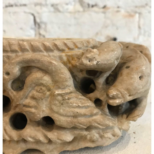 White Late 19th Century Carved Stone Bowl Found in Italy For Sale - Image 8 of 11