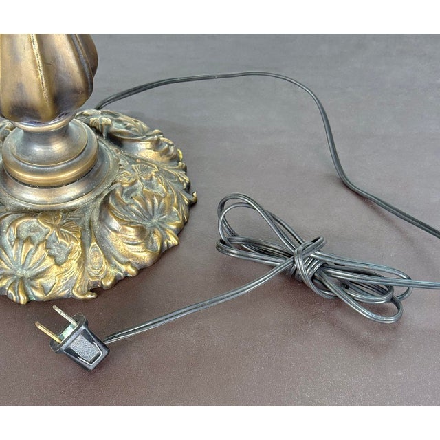 Antique Art Nouveau Carmel Slag Glass Table Lamp For Sale - Image 14 of 14