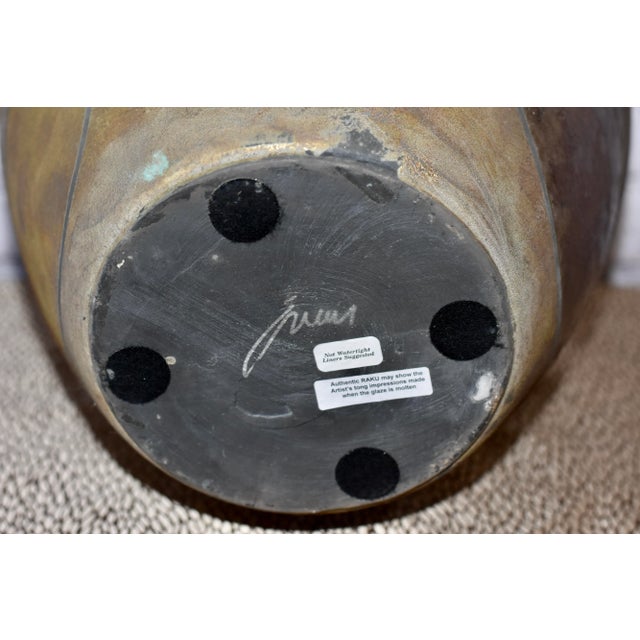 1980s Tony Evans Raku Studio Large Pottery Vase For Sale - Image 9 of 10