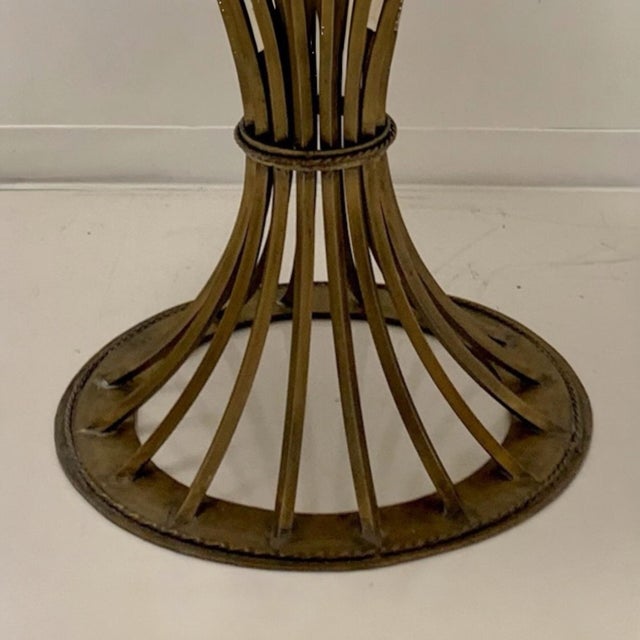 Kreiss Organic Modern Kreiss Travertine & Gilt Iron Dunbar Inspired Wheat Sheaf Center Table For Sale - Image 4 of 11