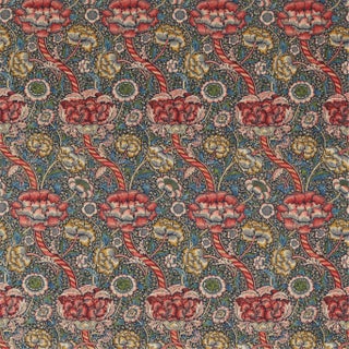 Morris & Co Wandle Fabric in Indigo/Carmine For Sale