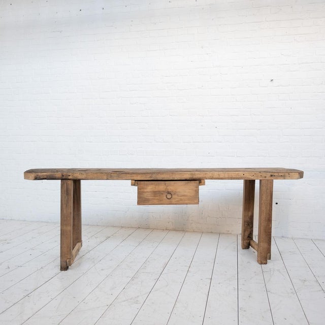 Primitive Oak Console, 1900s For Sale - Image 8 of 8